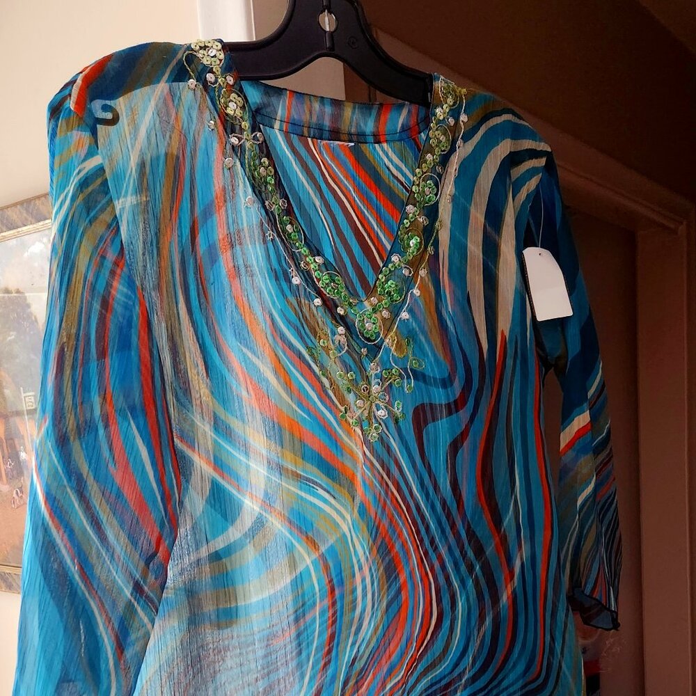 F2  Beautiful sheer So light & airy multi coloured Bejeweled No tags